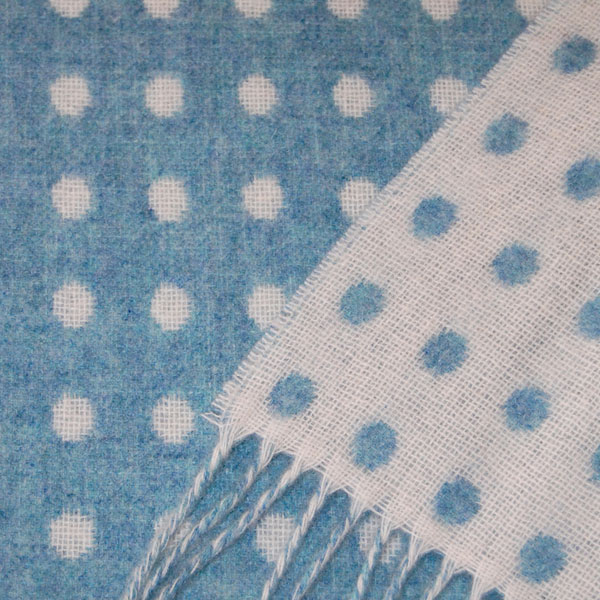 blue spot lambswool throw